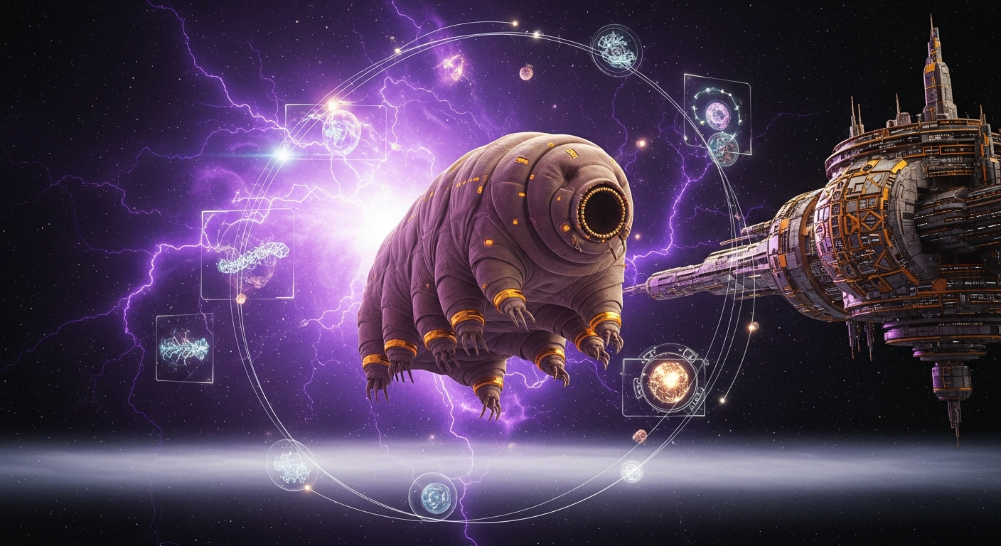 How Tardigrades Survive in Space: The Biological Secrets of Earth's Toughest Creature Introduction: Meet the Indestructible Water Bear Imagine an organism so resilient that it can be boiled, frozen, crushed under immense pressure, dehydrated for decades, and even blasted into the unforgiving vacuum of space—only to walk away completely unscathed. This is not the plot of a science fiction movie; it is the daily reality for tardigrades, affectionately known as "water bears" or "moss piglets." Measuring roughly 0.5 millimeters in length, these eight-legged micro-animals can be found almost everywhere on Earth, from the deep sea to the highest mountain peaks. However, it is their astonishing ability to survive in environments that would instantly kill human beings that has captivated the scientific community. In 2007, the European Space Agency’s TARDIS (Tardigrades in Space) mission made history by exposing live tardigrades to the open vacuum of low-Earth orbit. Not only did they survive the absolute lack of oxygen and extreme temperature fluctuations, but they also withstood lethal doses of cosmic and solar UV radiation, later returning to Earth to successfully reproduce. But how exactly do tardigrades survive in space? As astrobiologists and geneticists delve deeper into the microscopic anatomy of Earth's toughest creature, they are uncovering a treasure trove of evolutionary adaptations. The biological secrets of the tardigrade redefine our understanding of the limits of life itself. Detailed Scientific Explanation: The Biological Mechanics of Survival Cryptobiosis and the "Tun" State The primary mechanism that allows tardigrades to survive space exposure is a biological process called cryptobiosis. When faced with extreme environmental stress—such as the complete absence of water in the vacuum of space—the tardigrade effectively hits a biological pause button. It retracts its eight legs, expels up to 95% of the water from its body, and curls into a dehydrated, seed-like state known as a tun. During anhydrobiosis (a specific type of cryptobiosis triggered by lack of water), the tardigrade's metabolism drops to less than 0.01% of its normal rate. In this suspended animation, the creature neither eats, drinks, nor ages. By entirely shutting down metabolic processes, the tardigrade prevents the production of reactive oxygen species (ROS) that would otherwise destroy its cells in extreme environments. When reintroduced to a drop of water, the tun rapidly rehydrates, and the tardigrade resumes its life as if no time had passed, even if decades have elapsed. Tardigrade-Specific Proteins (TDPs) and Biological Glass While curling up into a tun is an excellent survival strategy, dehydration is usually fatal to most living cells. When a typical cell loses its water, the internal membranes collapse, and vital proteins unfold and aggregate, causing irreversible damage. So, how do tardigrades protect their cellular architecture? For a long time, scientists believed tardigrades relied solely on a sugar called trehalose to protect their cells, similar to brine shrimp and certain nematodes. However, recent genomic sequencing revealed something much more fascinating: Tardigrade-Specific Intrinsically Disordered Proteins (TDPs). Unlike normal proteins, which fold into rigid, precise 3D structures, TDPs are floppy and lack a fixed shape. As the tardigrade dries out, these unique proteins are upregulated and begin to vitrify—meaning they turn the inside of the cell into a protective, glass-like state. This biological glass surrounds and locks crucial cellular machinery (like DNA, RNA, and other proteins) into place, preventing them from unraveling or fusing together. Once water is reintroduced, the biological glass simply melts away, leaving the cellular structures perfectly intact. Dsup: The DNA Damage Suppressor Against Radiation Surviving the vacuum of space is one thing, but surviving the intense bombardment of cosmic rays and solar ultraviolet radiation is entirely another. In space, unfiltered radiation shatters the DNA double helix, leading to catastrophic genetic mutations and cellular death. Yet, tardigrades can withstand radiation doses up to 1,000 times higher than the lethal dose for humans. The secret lies in a remarkable, tardigrade-exclusive protein known as Dsup (Damage Suppressor), first identified in the highly resilient species Ramazzottius varieornatus. Dsup is a chromatin-binding protein that acts like a physical shield for the tardigrade's genome. It directly binds to the nucleosomes (the structural units of DNA packaging), forming a protective molecular cloud around the DNA. This shield intercepts hydroxyl radicals generated by ionizing radiation before they can sever the DNA strands. Fascinatingly, when researchers inserted the Dsup gene into human cultured cells, those human cells exhibited a significantly increased tolerance to X-ray radiation, suffering far less DNA damage. This proves that Dsup is a highly active, transferable biological shield, uniquely evolved by tardigrades to combat oxidative stress and radiation. Conclusion: What Tardigrades Teach Us About Life in the Cosmos The tardigrade’s ability to survive in space is not the result of alien origins, as some pop-culture myths suggest, but rather the pinnacle of Earth-bound evolutionary adaptation. Through the mastery of cryptobiosis, the vitrification of cells via intrinsically disordered proteins (TDPs), and the ultimate genomic shielding provided by the Dsup protein, the water bear has conquered the most hostile extremes known to science. Understanding how tardigrades survive in space is not just an exercise in biological curiosity; it has profound implications for humanity's future. The biological secrets of Earth's toughest creature are actively inspiring breakthroughs in biotechnology, medicine, and space exploration. By reverse-engineering tardigrade proteins, scientists are developing new ways to stabilize sensitive pharmaceuticals and vaccines without refrigeration—a process known as "dry-chain" technology. Furthermore, leveraging the Dsup protein could one day help protect human astronauts from the severe radiation environments of deep space, making long-term missions to Mars and beyond significantly safer. Ultimately, the microscopic tardigrade stands as a testament to the sheer tenacity of life. It reminds us that life is not always fragile; sometimes, it is engineered to outlast the stars.