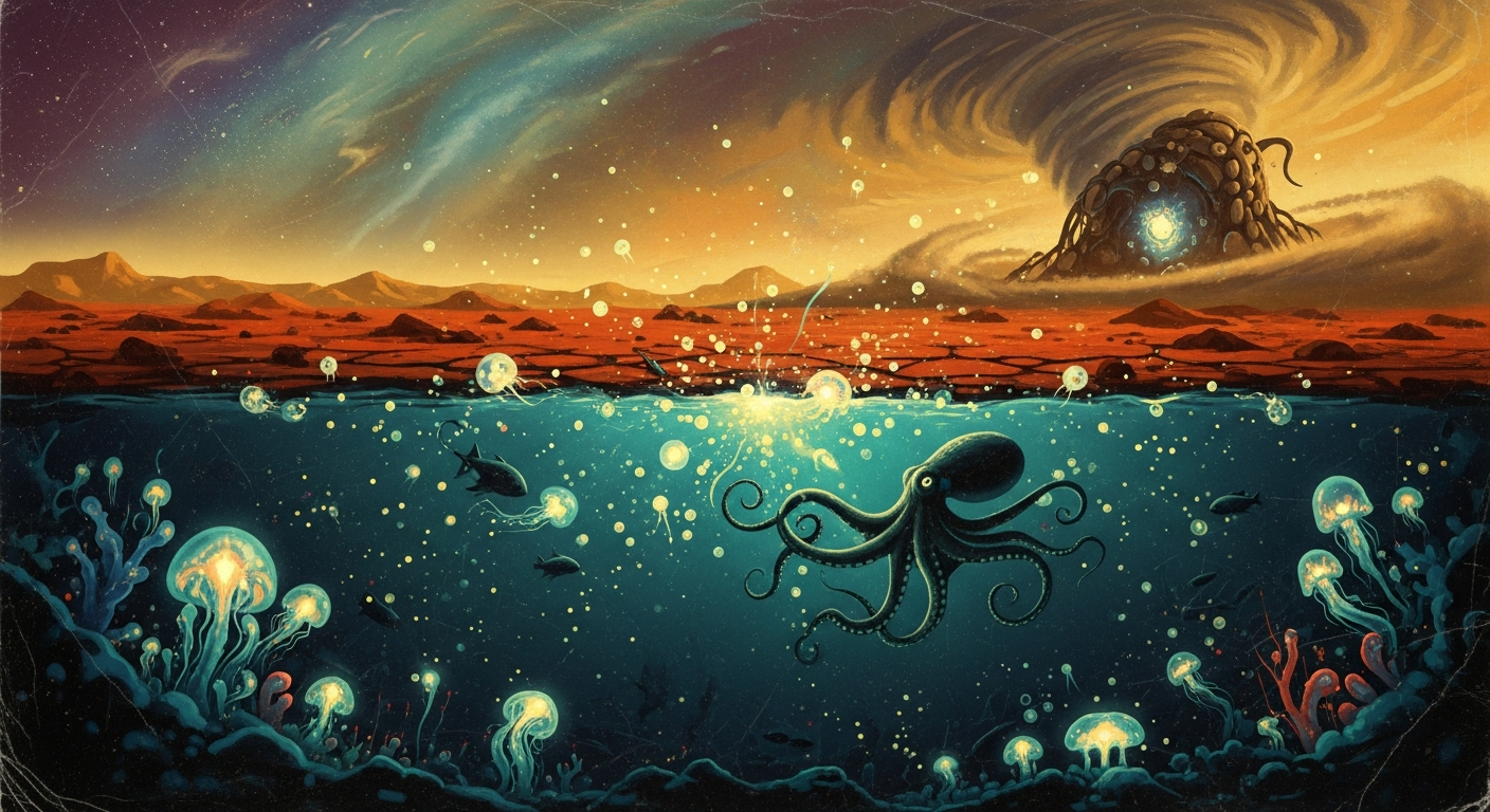 Could an Octopus Live on Mars? The Secret Link Between Deep-Sea Biology and Alien Worlds Introduction: The Ultimate "Alien" Right Here on Earth Imagine a creature with three hearts, blue blood, a brain that wraps around its throat, and eight arms that can think for themselves. If you saw this monster in a sci-fi movie about alien worlds, you wouldn't be surprised. But this creature isn't from outer space—it's an octopus, and it lives right here in Earth's oceans! For decades, scientists have asked a fascinating question: Could an octopus live on Mars? While throwing a normal octopus onto the dusty red surface of Mars today wouldn't work out very well, the question hides a thrilling scientific truth. To understand how life might survive on other planets, astrobiologists (scientists who study alien life) are looking deep underwater. The freezing, pitch-black, and extreme world of deep-sea biology is actually our best map for finding life on alien worlds. The Detailed Science: How the Deep Sea Mimics Outer Space What Do Mars and the Bottom of the Ocean Have in Common? At first glance, Mars and Earth's deep ocean seem completely different. Mars is a dry, freezing desert, while the deep ocean is, well, wet! But to a tiny living cell, both environments share the same extreme challenges: they are freezing cold, they have very little oxygen, and they receive absolutely zero sunlight. For a long time, scientists thought all life needed the Sun to survive. Plants use sunlight to make food (photosynthesis), and animals eat the plants. But in the deep ocean, scientists discovered a "secret link"—a completely different way to live. No Sun? No Problem: The Magic of Hydrothermal Vents Deep at the bottom of the ocean, there are underwater volcanoes called hydrothermal vents. These vents shoot out boiling hot, toxic chemicals from inside the Earth. Instead of using sunlight, special bacteria eat these harsh chemicals to make energy. This process is called chemosynthesis. Why is this a big deal for space exploration? Because Mars, as well as ice moons like Jupiter's Europa and Saturn's Enceladus, might have similar chemical vents hidden under their icy or rocky surfaces! If deep-sea creatures can survive without the Sun by using chemicals on Earth, alien life could do the exact same thing on another planet. The Octopus Superpower: Blue Blood and Brainy Arms So, where does the octopus fit into this space mission? Octopuses are what we call extremophiles (lovers of extreme conditions). They have evolved incredible biological tools to survive in places that would instantly freeze or crush a human. Blue Blood (Hemocyanin): Human blood is red because it contains iron. Octopus blood is blue because it is based on copper, a protein called hemocyanin. In freezing cold temperatures with almost no oxygen—like the deep sea or a Martian underground lake—copper-based blood is much better at carrying oxygen to the body than iron-based blood. It's like built-in antifreeze! Alien Intelligence: Mars is a harsh, constantly changing environment. To survive, an alien would need to be very smart and adaptable. An octopus has a central brain, but each of its eight arms also contains mini-brains. If an arm gets cut off, it can still search for food on its own. This decentralized nervous system is exactly the kind of weird, flexible biology scientists expect to find in alien life forms. The Reality Check: Could an Earth Octopus Survive Mars Today? If we put an Earth octopus on the surface of Mars right now, it would not survive. Mars currently has almost no atmosphere, dangerous space radiation, and no liquid water on its surface. However, billions of years ago, Mars was covered in deep oceans, much like Earth. If life ever existed on Mars, it might have retreated deep underground into dark, salty, icy lakes to survive the radiation—an environment very similar to Earth's deep sea. So, while our friendly Earth octopus can't pack a bag and move to Mars tomorrow, an ancient Martian creature might have looked and functioned a lot like an octopus, using copper-based blood and chemical energy to survive the extreme cold. Conclusion: Looking Down to Look Up The secret link between deep-sea biology and alien worlds teaches us one very important lesson: life is incredibly stubborn. Whether it is hiding in the crushing darkness of the ocean floor or buried under the rusty dust of Mars, life finds a way to adapt to the most extreme conditions imaginable. While a literal octopus might never build a home on Mars, studying these brilliant, blue-blooded, eight-armed wonders helps scientists design better space missions. By exploring the deepest, darkest parts of our own world, we are training to recognize the weird and wonderful alien life that might be waiting for us out in the stars. Next time you look at an octopus, remember—you might just be looking at the closest thing to a real-life alien!